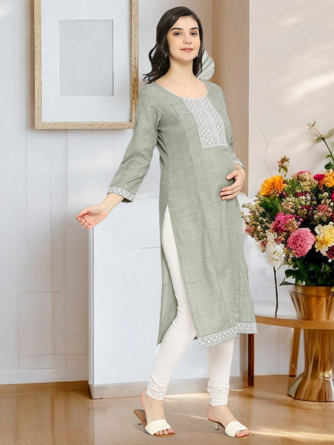 ETHNIC NURSING STRAIGHT KURTA FOR WOMEN