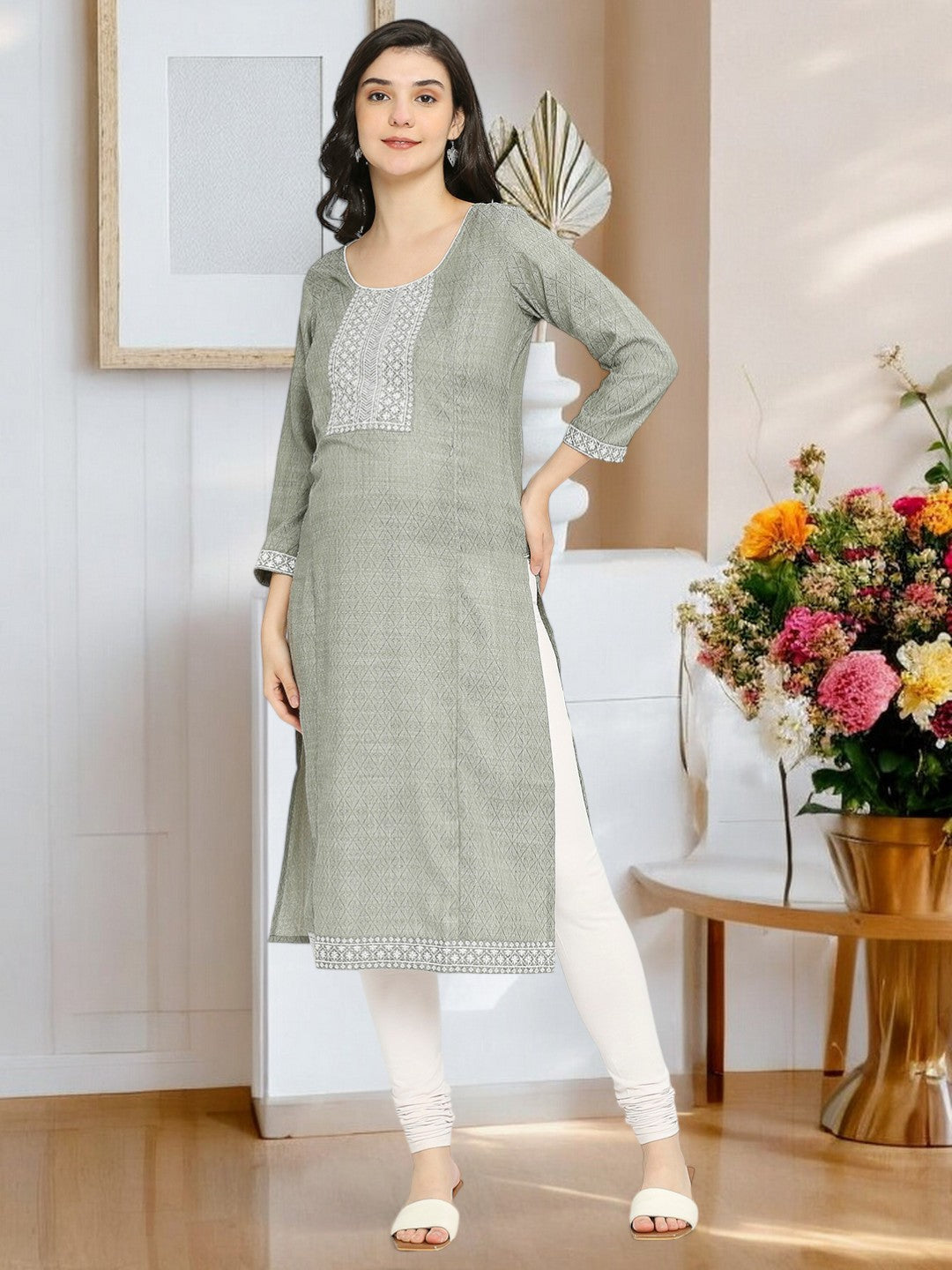 ETHNIC NURSING STRAIGHT KURTA FOR WOMEN