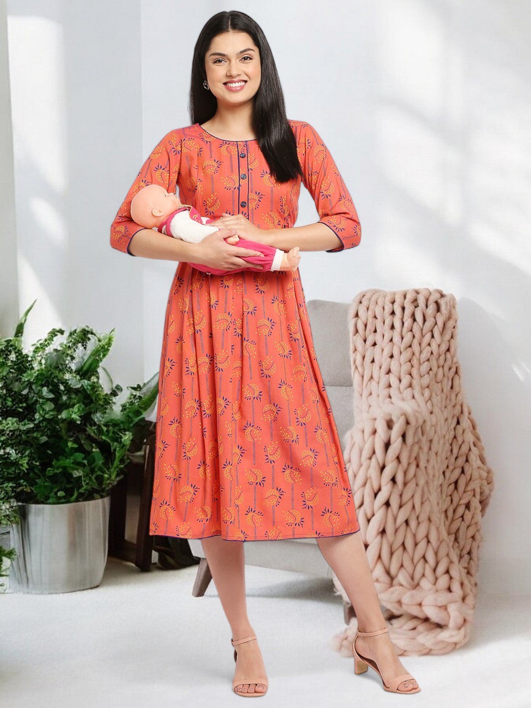 SOPHISTICATED NURSING FLARED KURTA FOR MOTHER