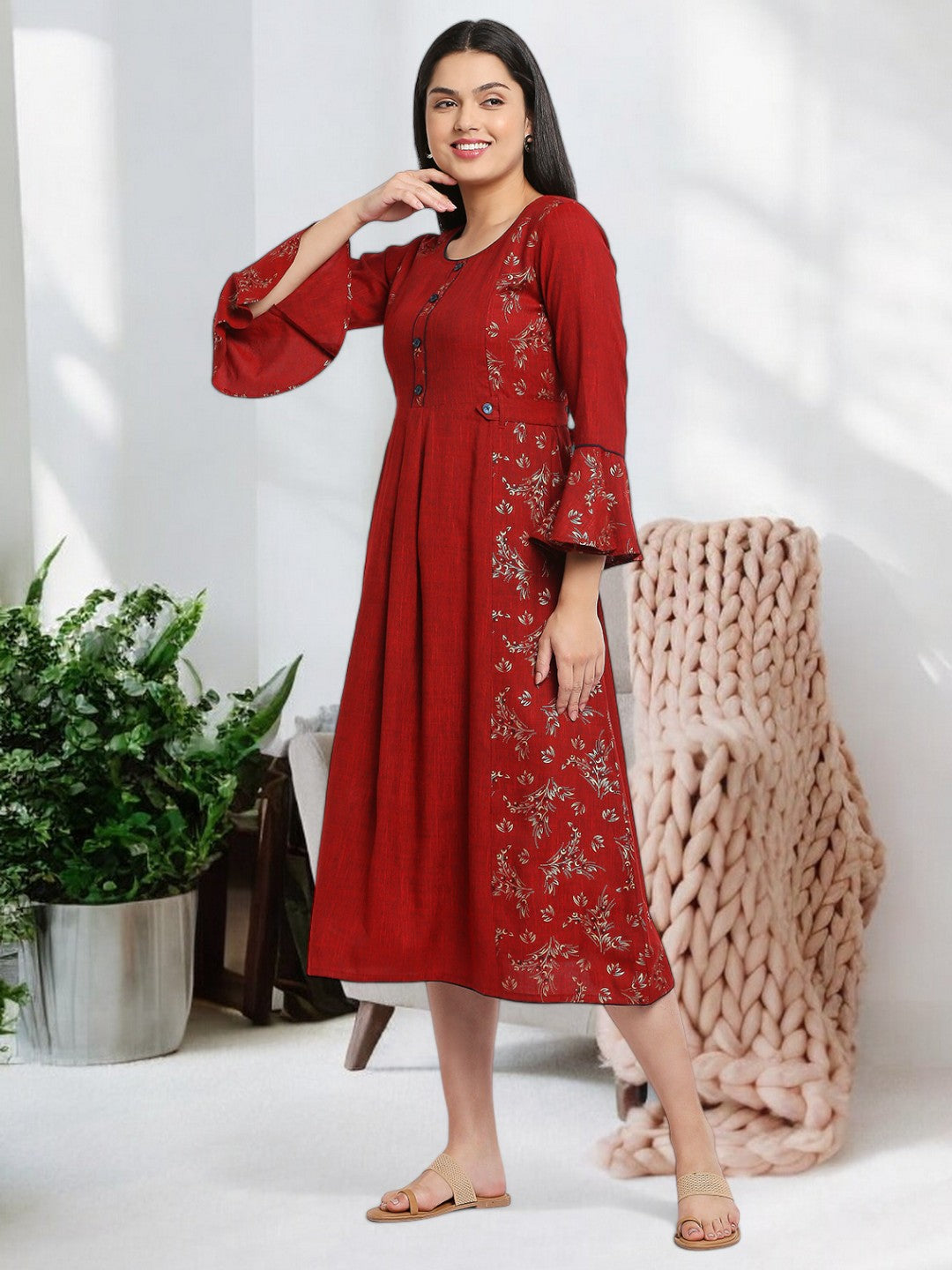 FASHION-FORWARD NURSING FLARED KURTA FOR WOMEN