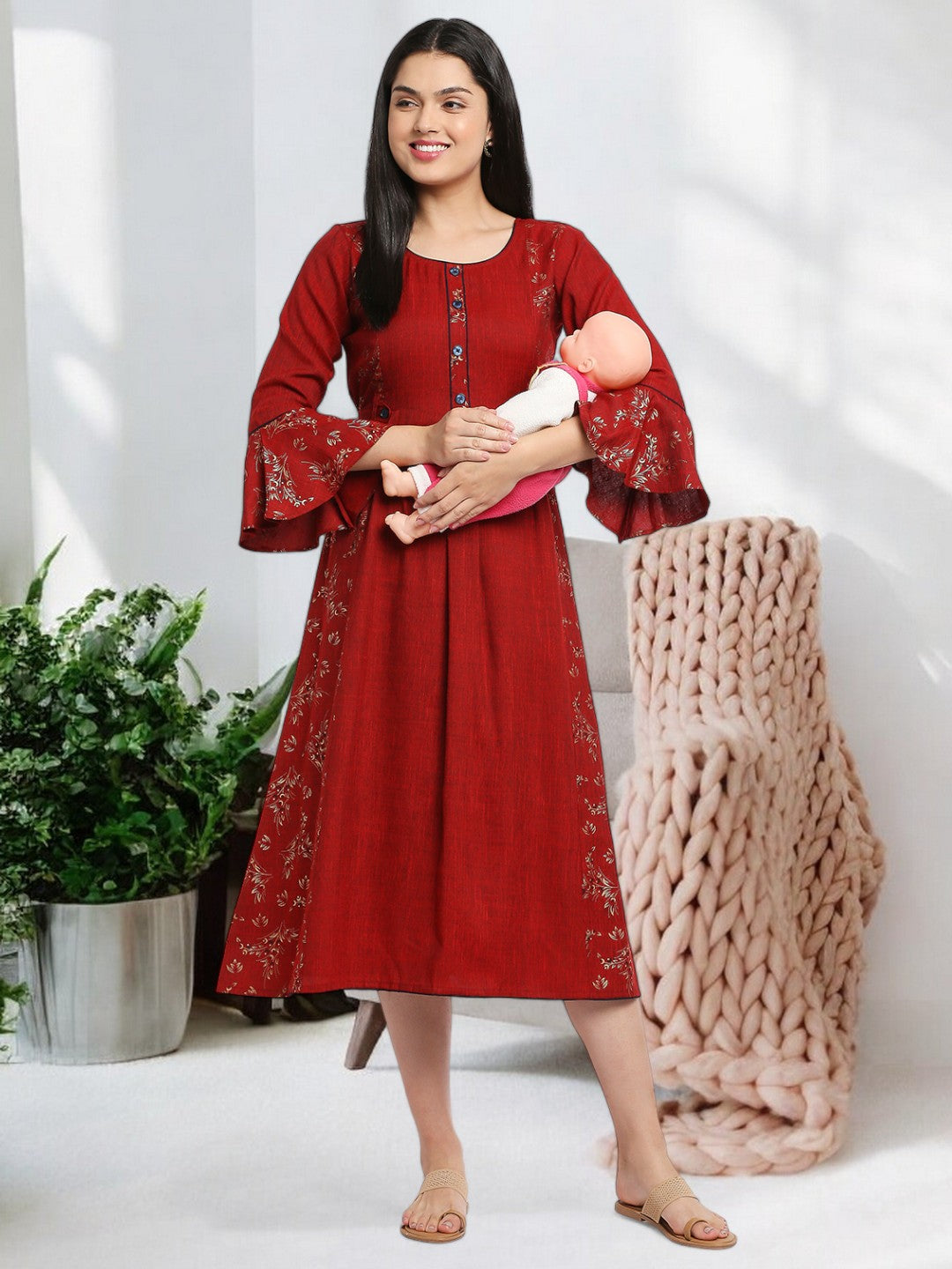 FASHION-FORWARD NURSING FLARED KURTA FOR WOMEN