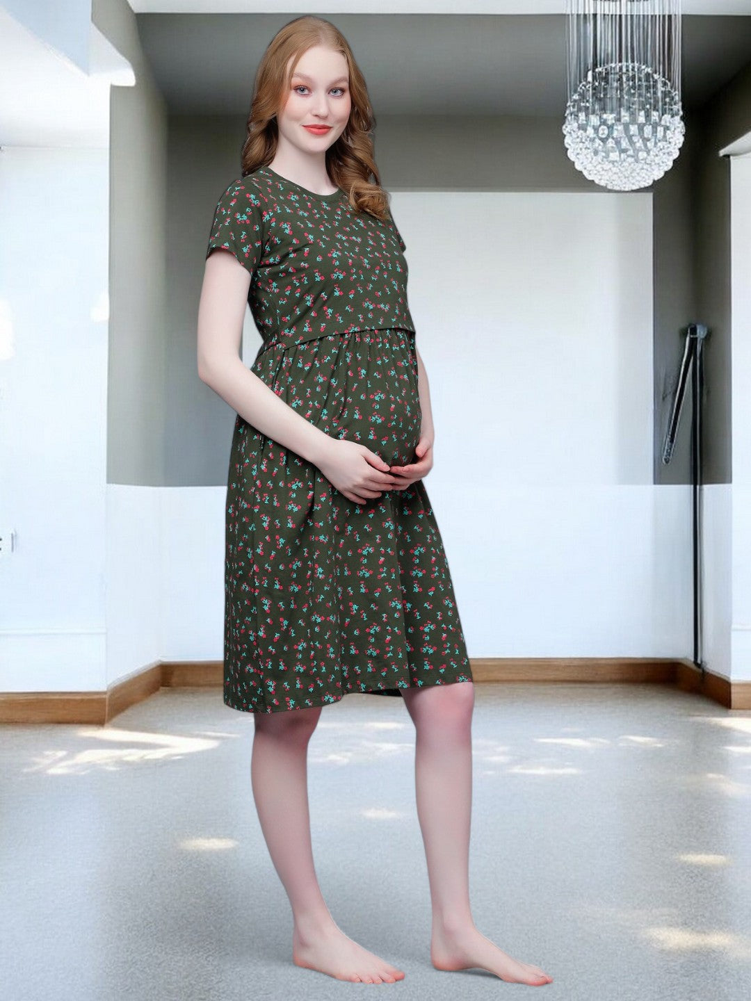 ON-TREND ZIPLESS MATERNITY SHEATH DRESS FOR WOMEN