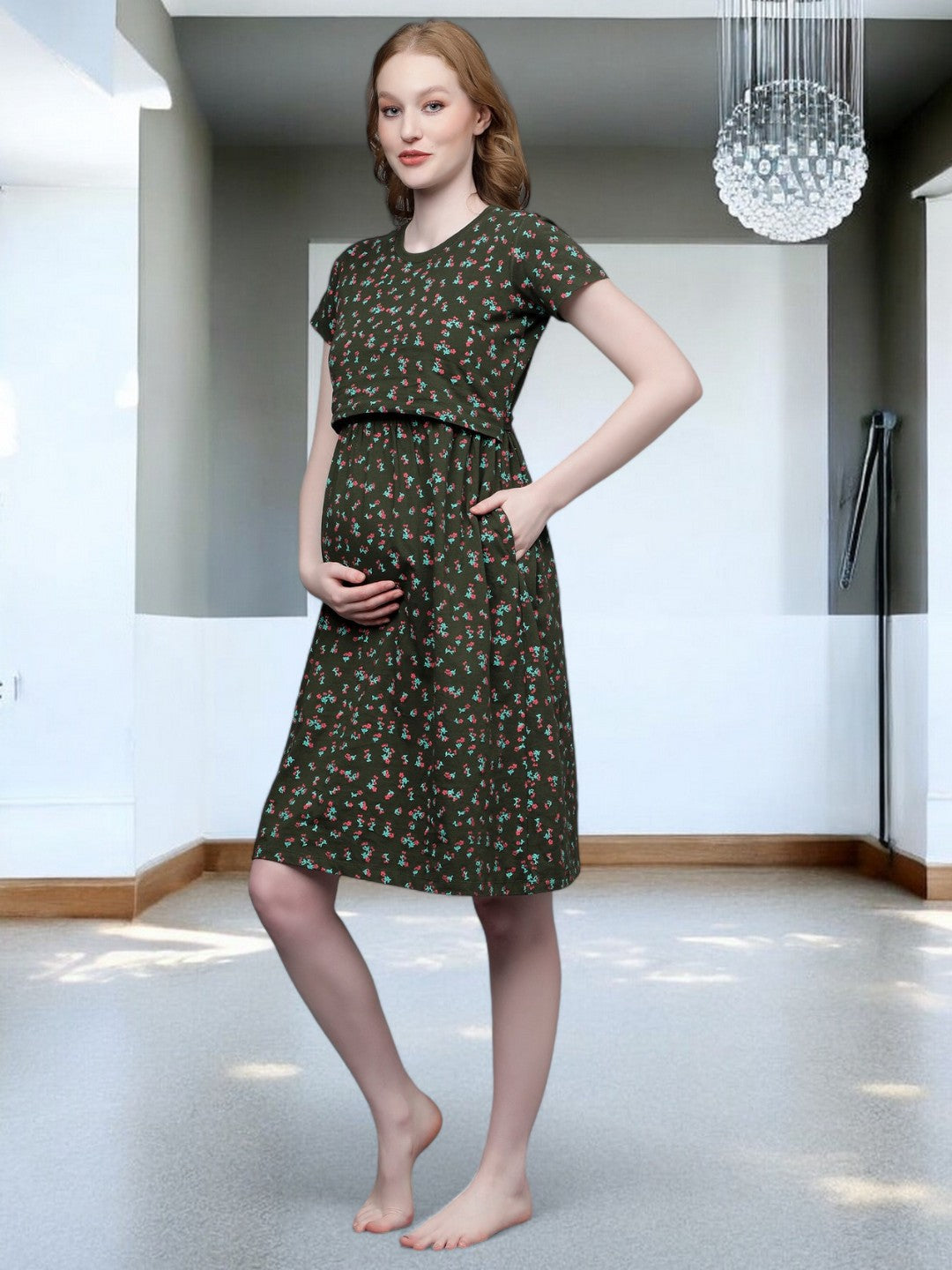 ON-TREND ZIPLESS MATERNITY SHEATH DRESS FOR WOMEN