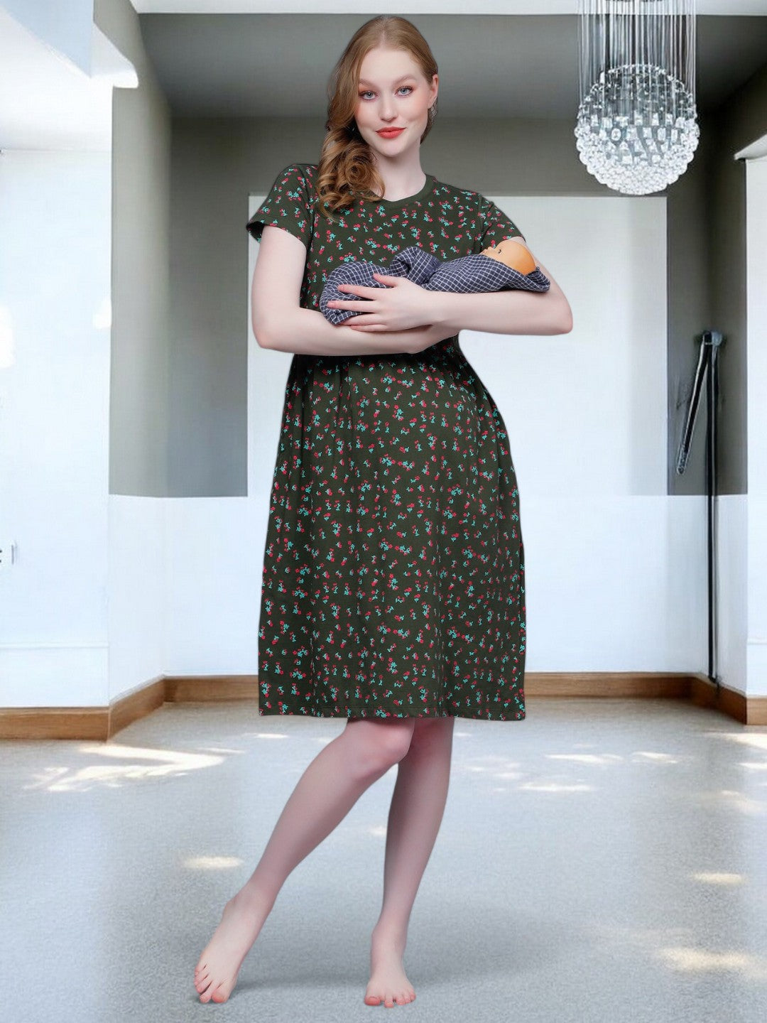 ON-TREND ZIPLESS MATERNITY SHEATH DRESS FOR WOMEN