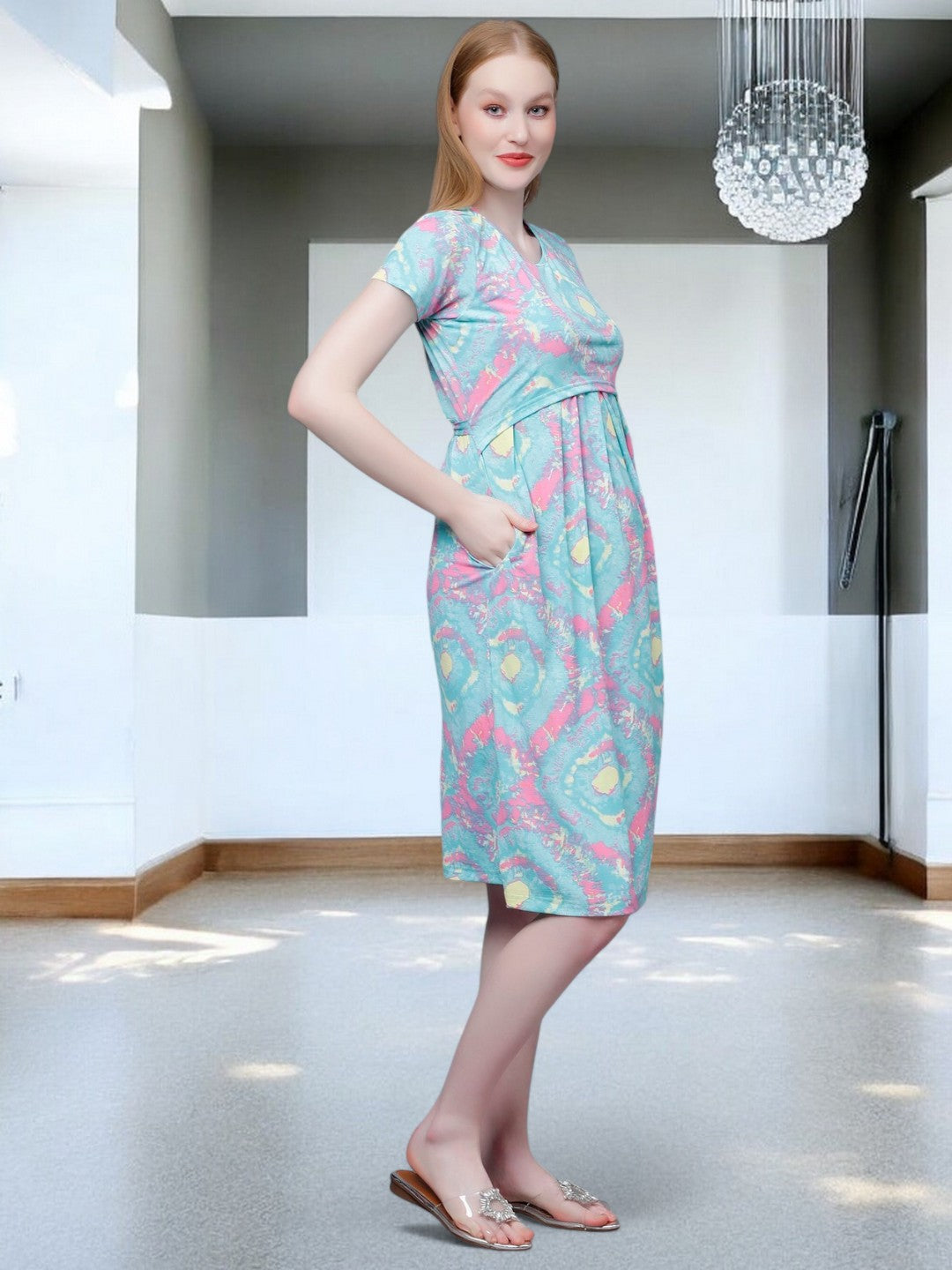 ON-TREND ZIPLESS MATERNITY SHEATH DRESS FOR WOMEN