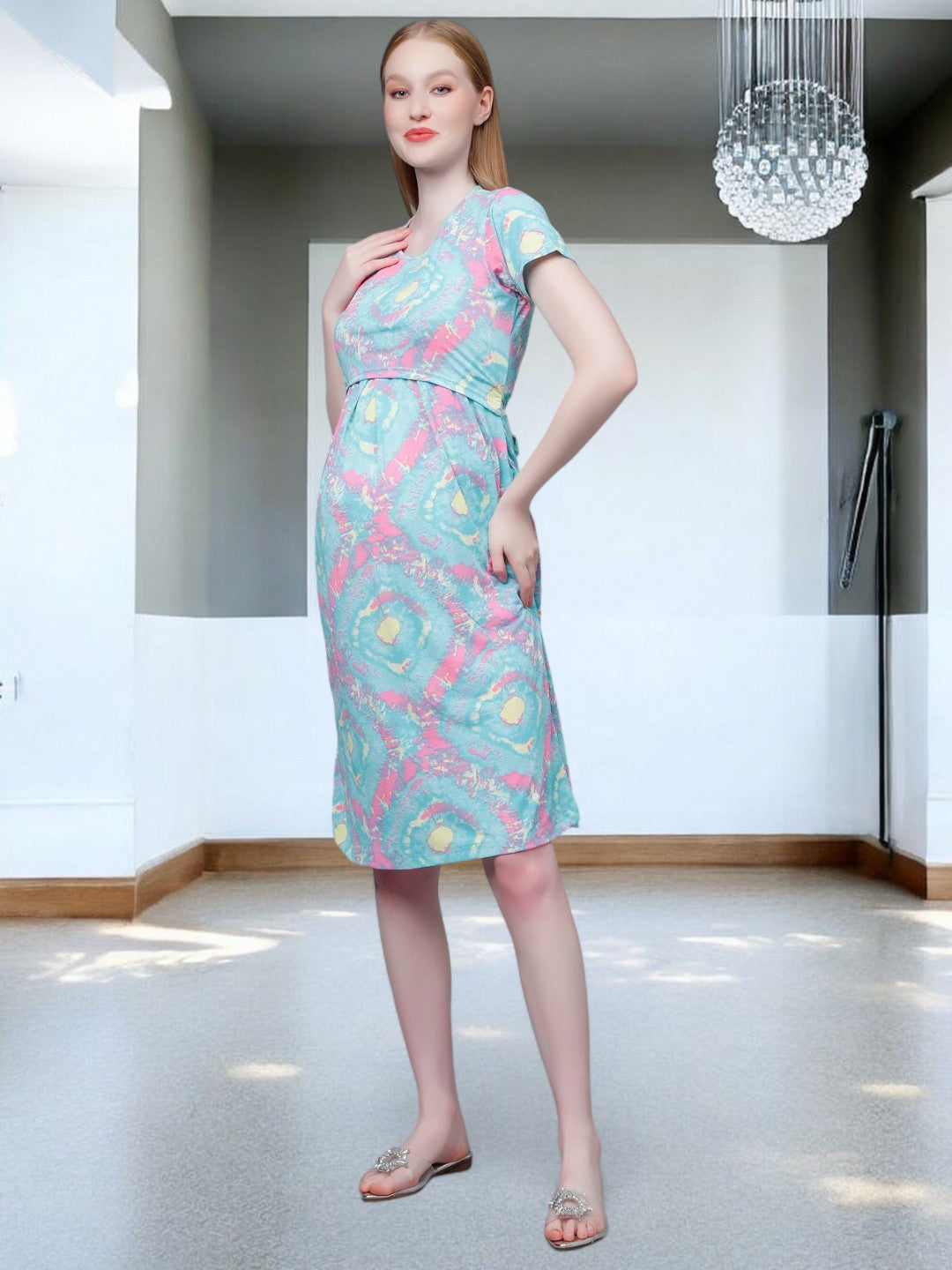 ON-TREND ZIPLESS MATERNITY SHEATH DRESS FOR WOMEN