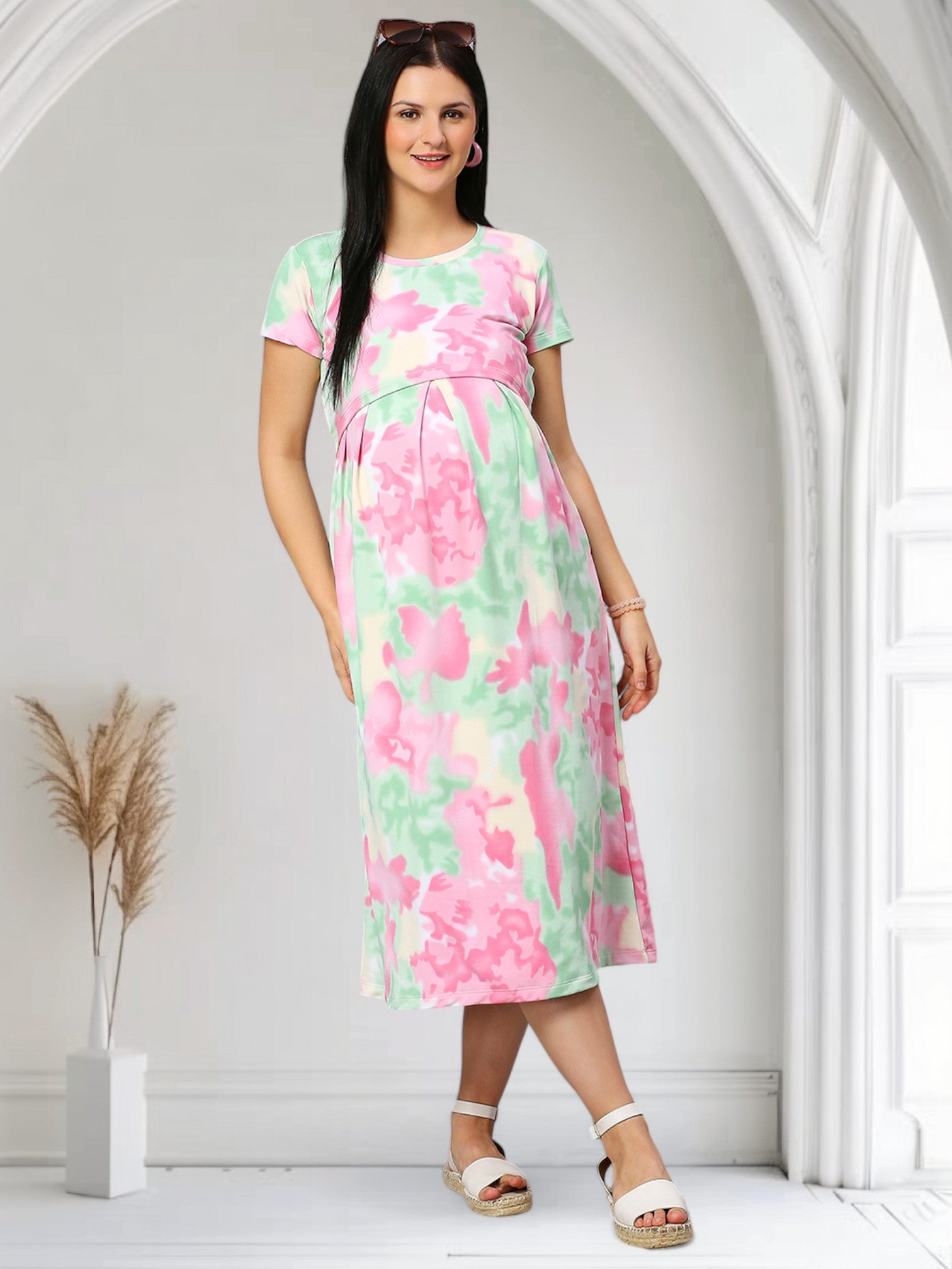 ELEGANT NURSING ZIPLESS GOWN FOR WOMEN