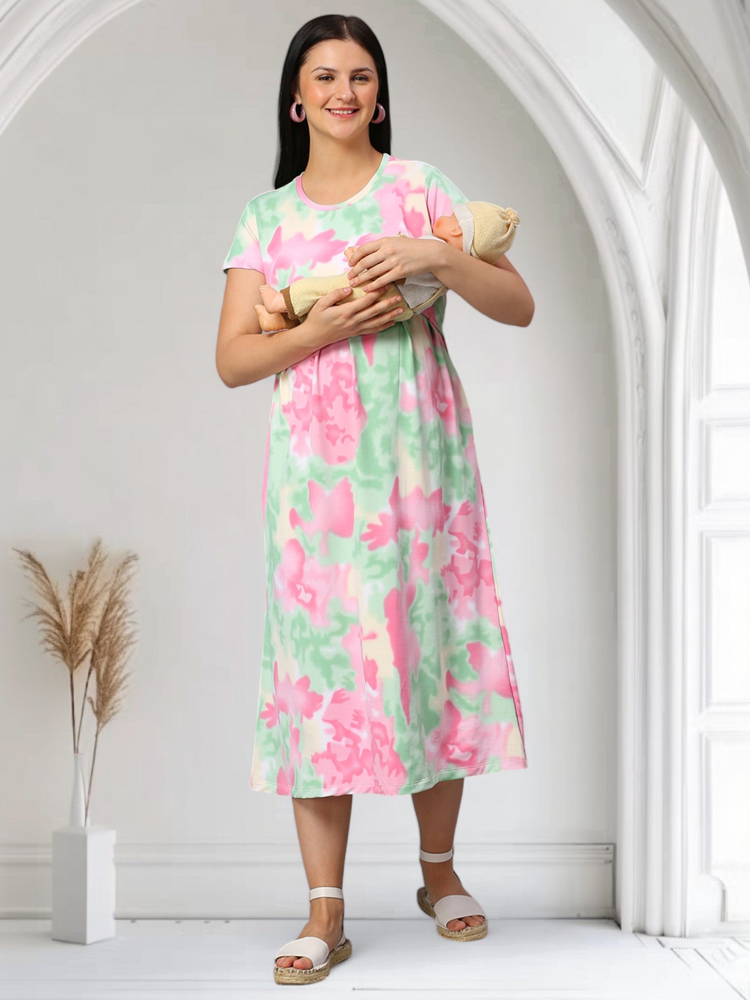 ELEGANT NURSING ZIPLESS GOWN FOR WOMEN