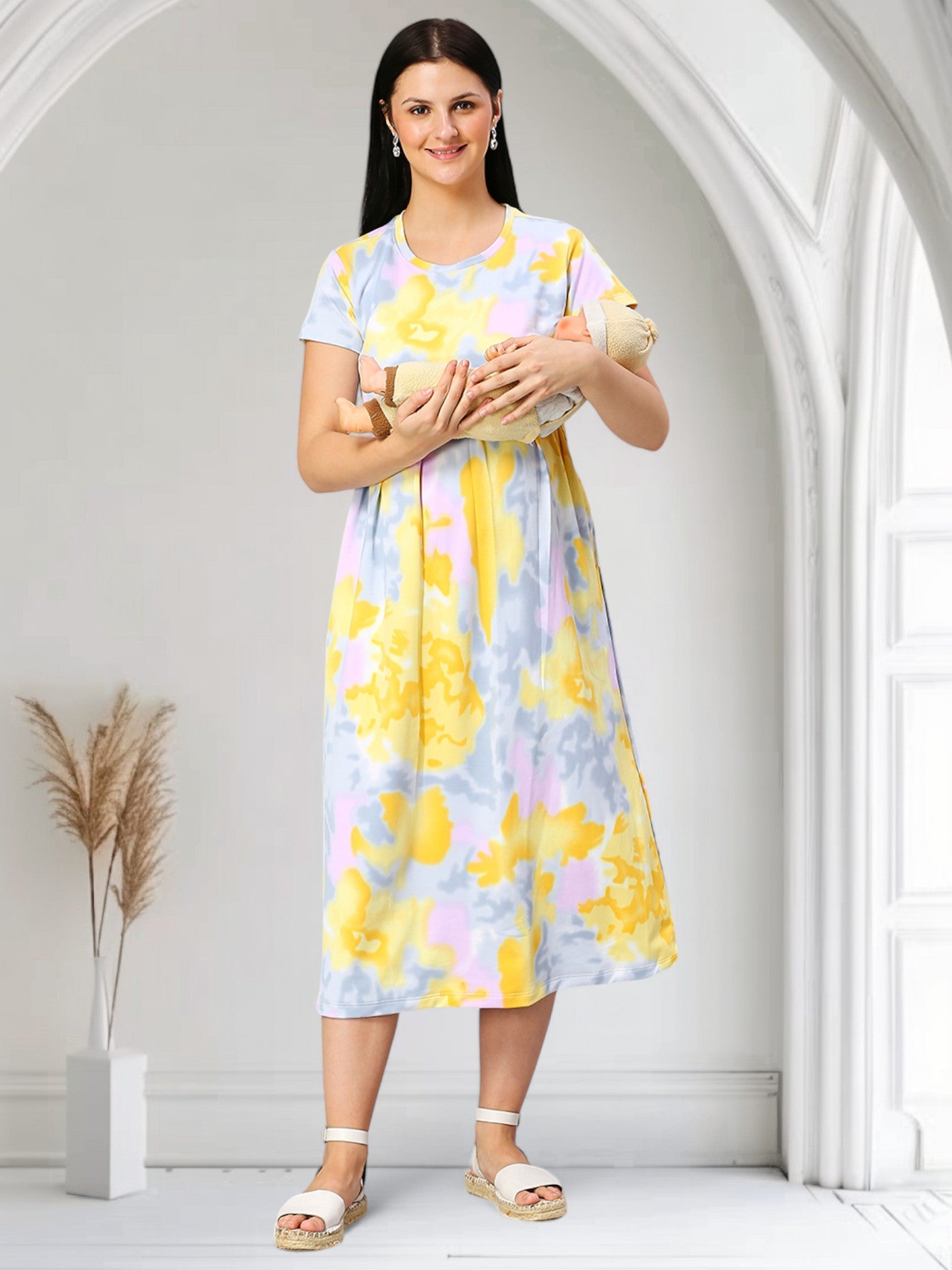 ELEGANT MATERNITY ZIPLESS DRESS FOR WOMEN