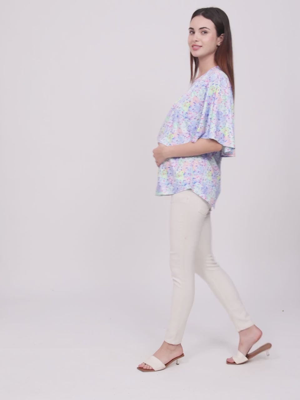 FASHIONABLE PREGANNCY ZIPLESS TOP WITH NURSING COVER