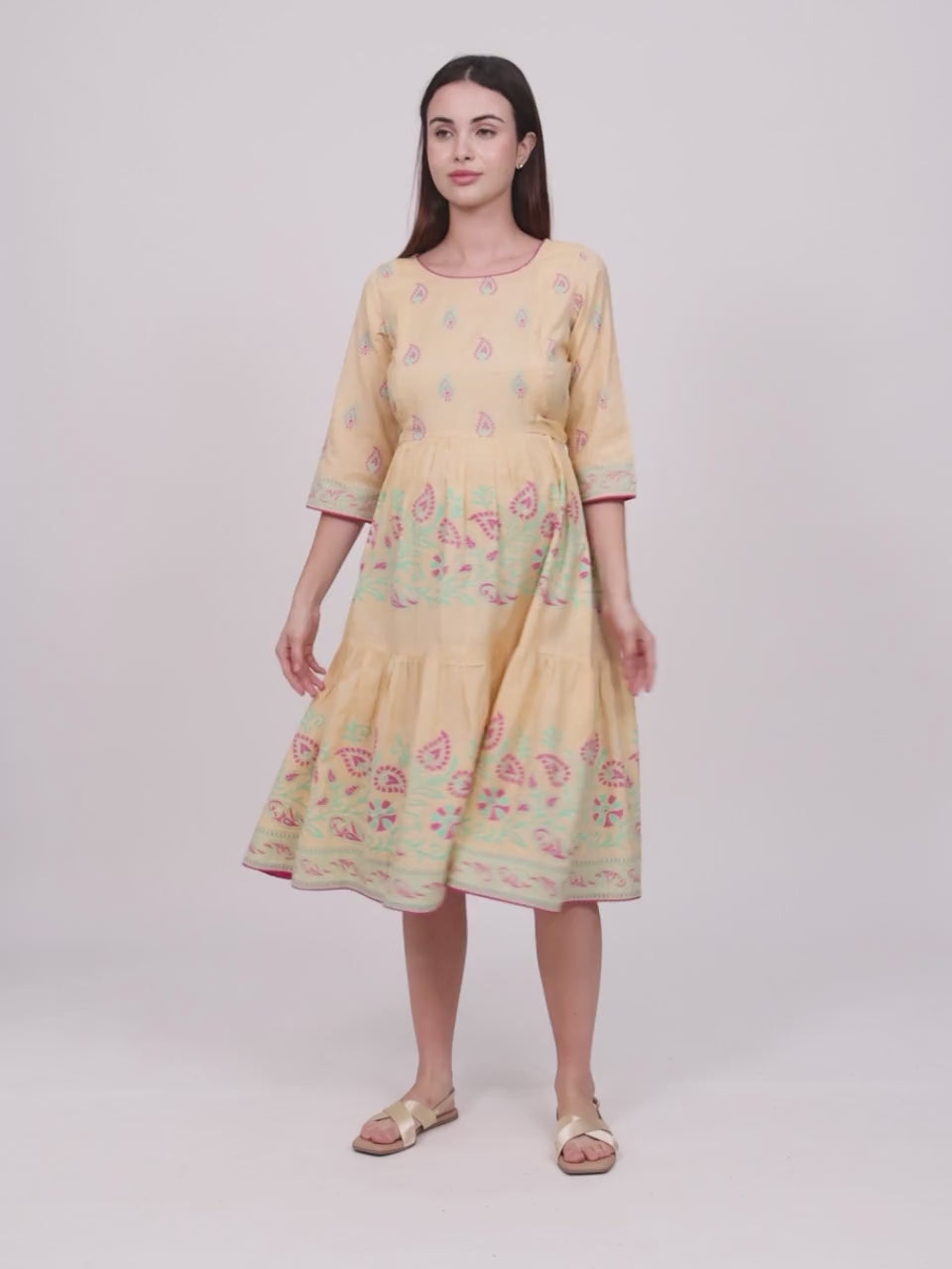 COZY FEEDING FLARED KURTA WITH NURSING ZIPS